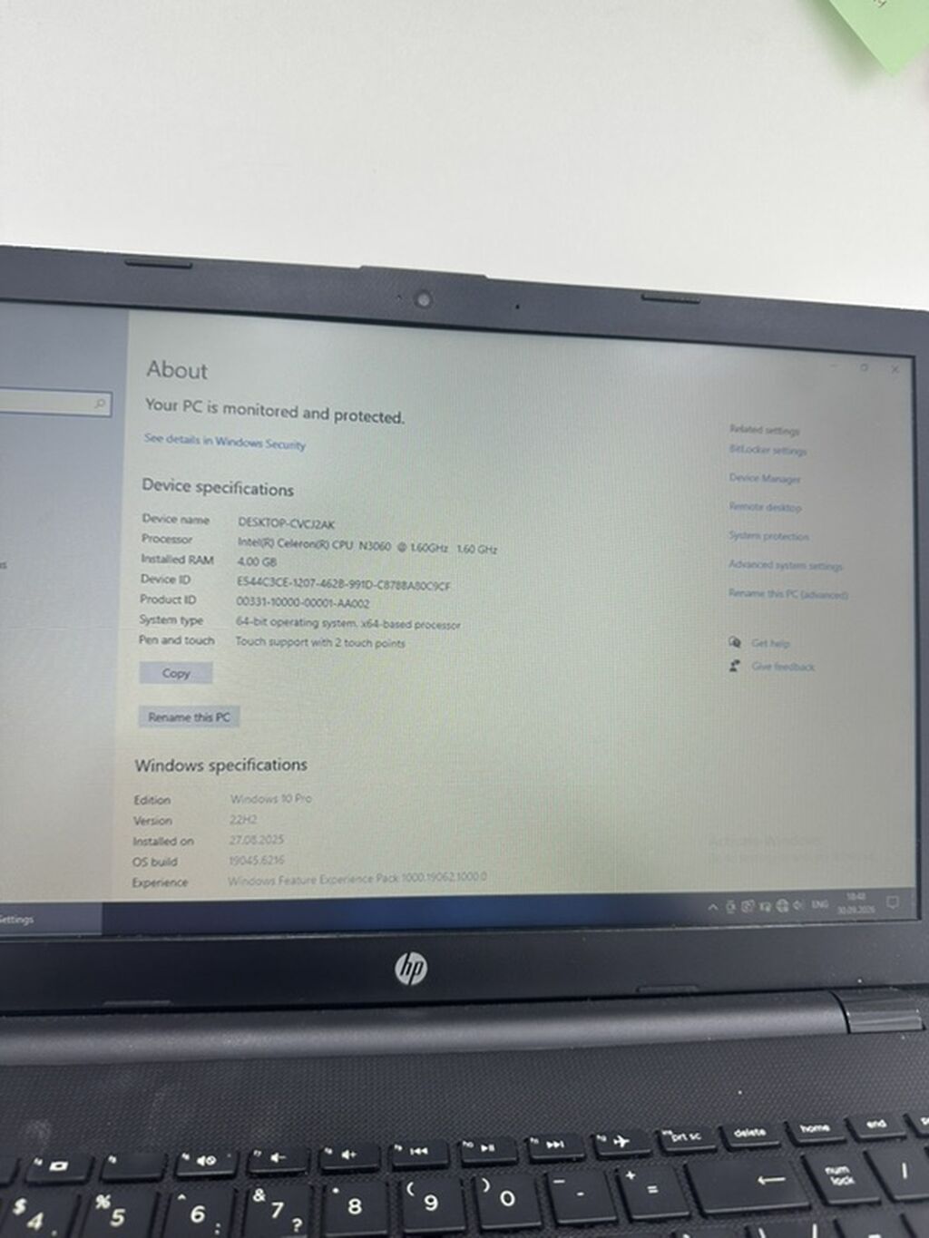 HP noutbuk Texniki xüsusiyyətlər: - Ekran: 15.6" - Prosessor: Intel — HP, Bakı (3)