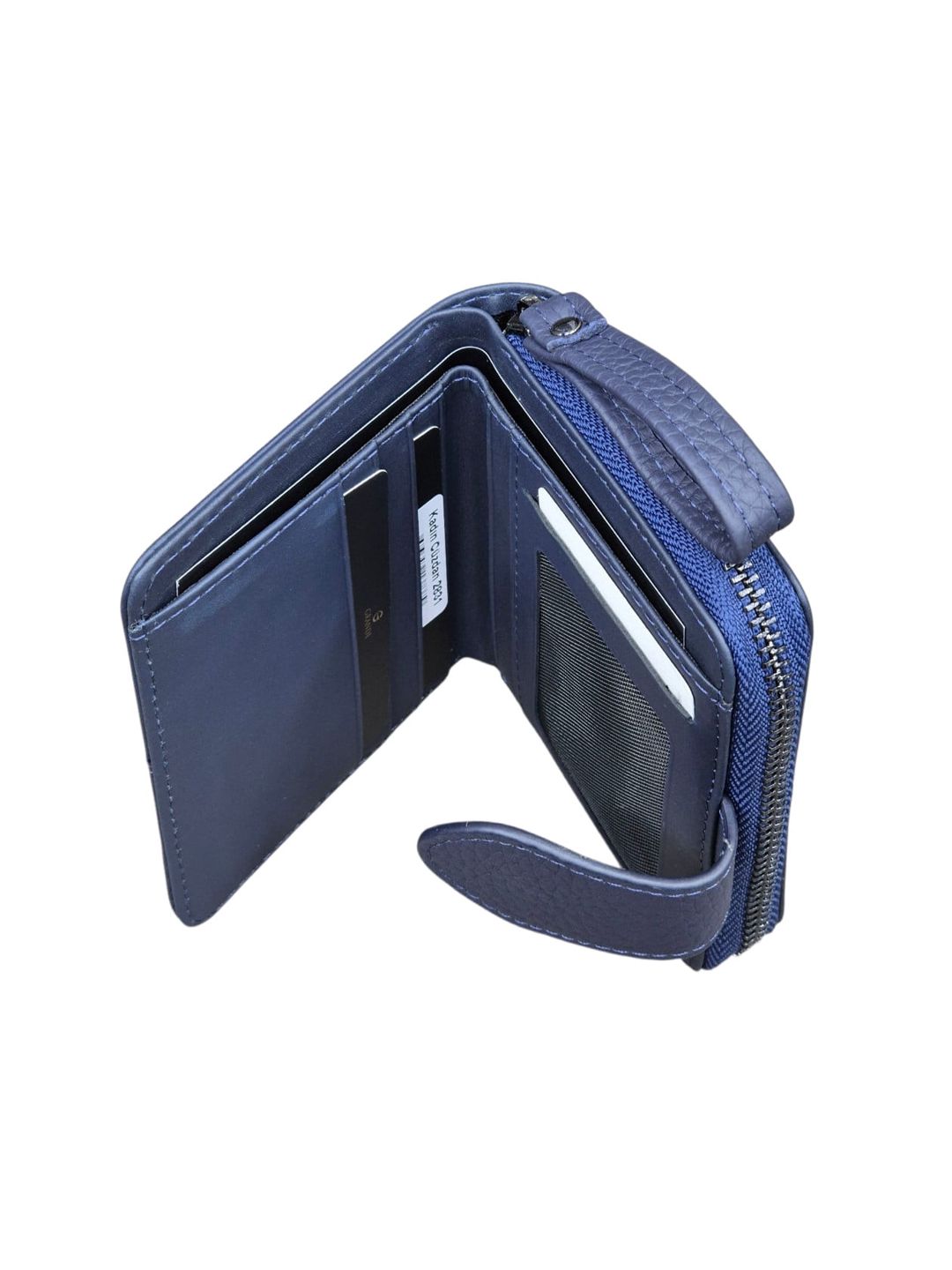 Qadınlar üçün pul kisəsi, təbii dəri, göy, 11x9 sm, 7 kart bölməsi, Türkiyə istehsalı - Grande_2831_Blue — Mallar, Bakı (3)