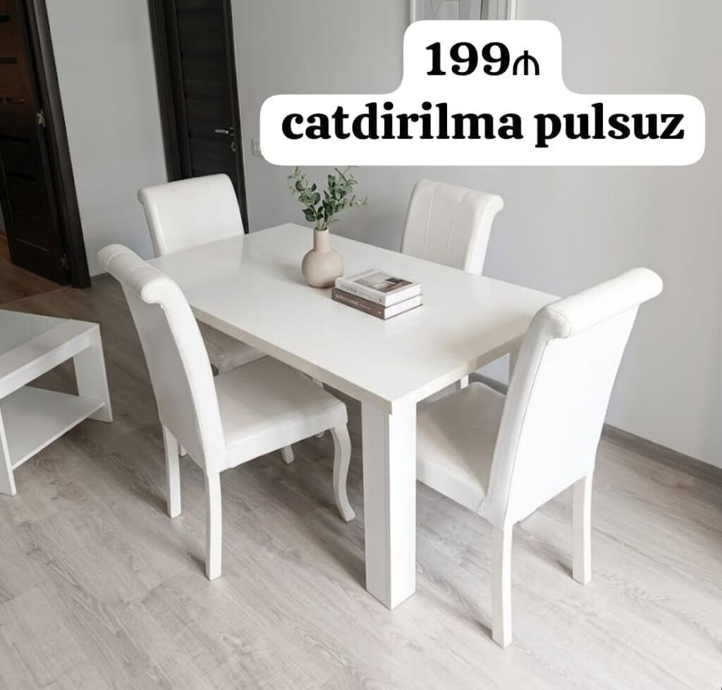 masa 4 oturacaqla 200 manata satılır.catdirilma pulsuz — Masalar və stullar, Bakı