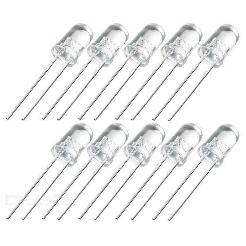 5 mm Ağ LED Paketi – 10 ədəd - Diametr: 5 mm - Rəng: Ağ - Paket: 10 — Ampullar, Bakı