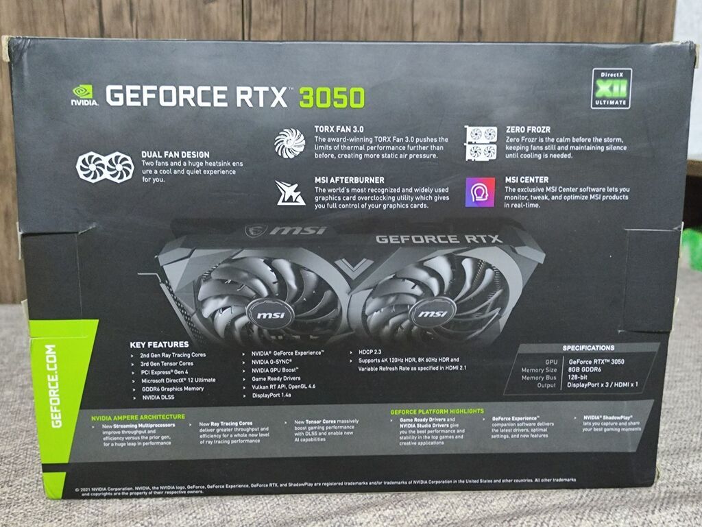 Videokart NVidia GeForce RTX 3050, 8 GB, İşlənmiş — Qrafik kartlar, Bakı (6)