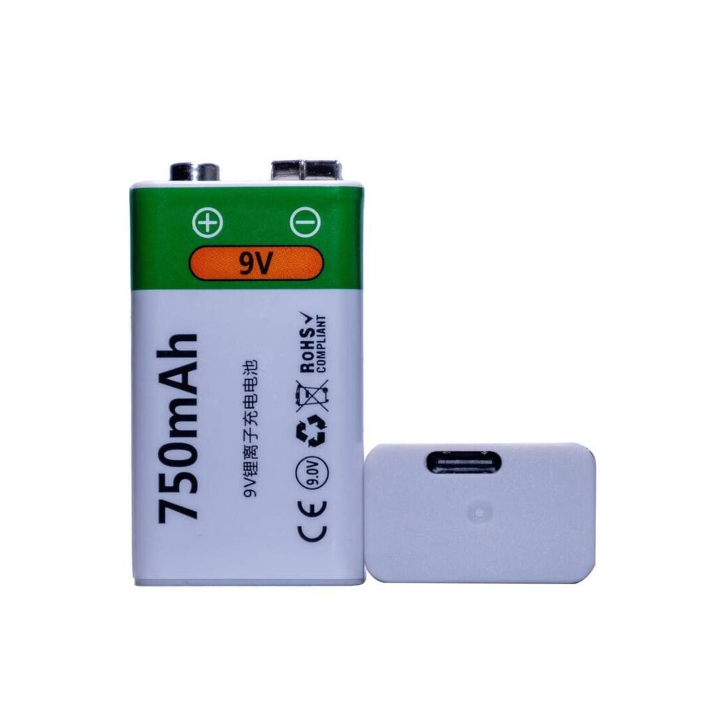 9V Şarjolunabilən Batareya – USB Type‑C girişli, 750 mAh Gündəlik — Smartfon ehtiyat hissələri, Bakı