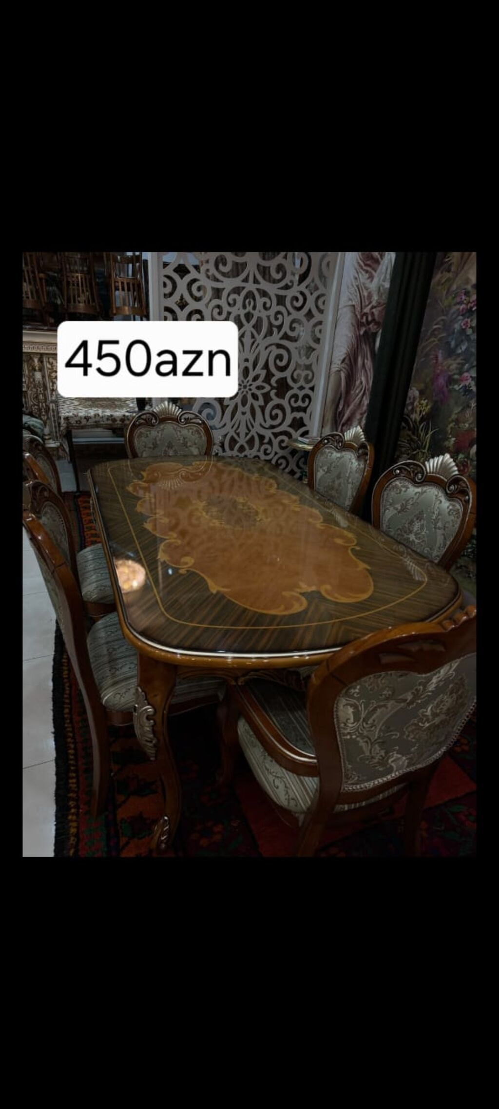 Qonaq otağı üçün, İşlənmiş, Dördbucaq masa, 6 stul — Masalar və stullar, Bakı