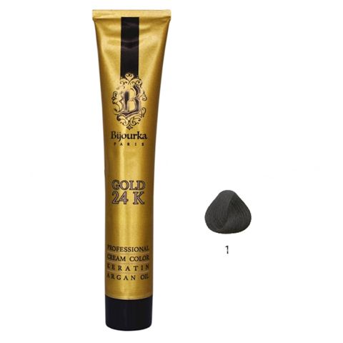 Saç üçün qalıcı krem-boya Bijourka Gold 24K 1 Qara 100 ml — Bakı