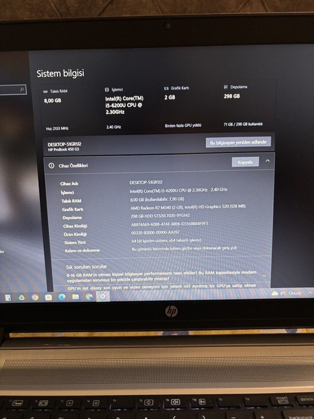 HP ProBook noutbuk - Ekran: 15.6" - Prosessor: Intel Core i5-6200U — HP, Gəncə (5)