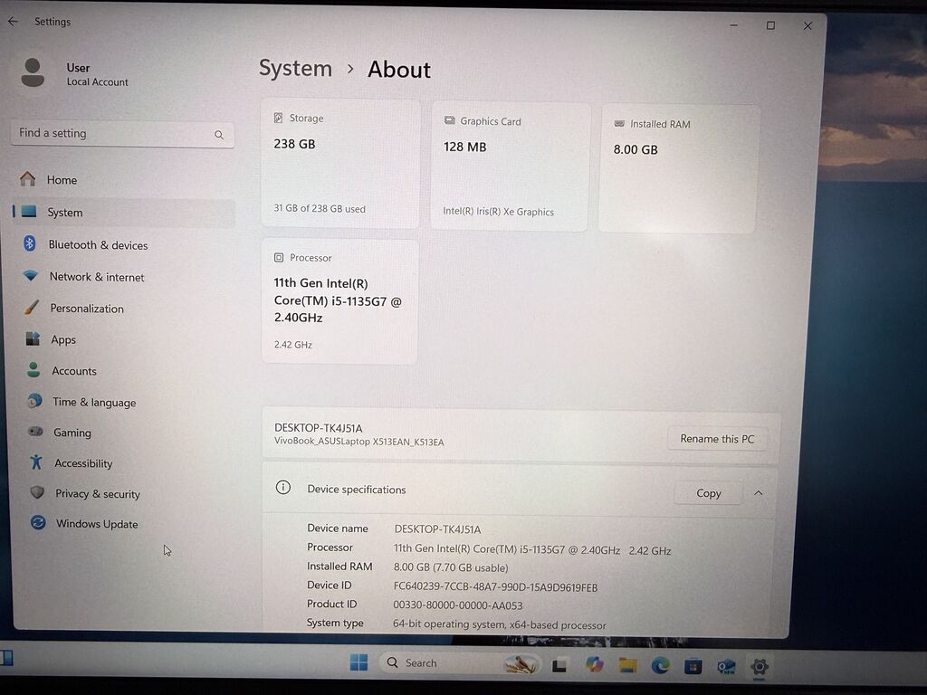 İşlənmiş ASUS Vivobook, 15.6 Intel Core i5, 256 GB, Ünvandan götürmə — Asus, Bakı (7)