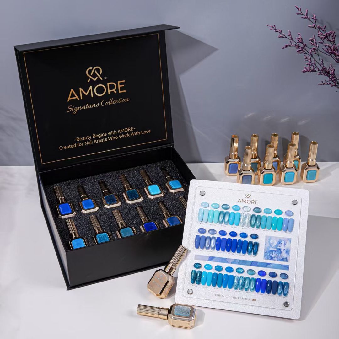 Gel lak dəsti Amore Signature Collection, göy çalarlar, 12 ml x 24 rəng — Mallar, Bakı