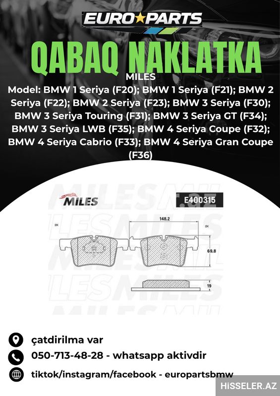 Bmw F20 F30 F36 Qabaq Naklatka — Gidiş hissəsi, Bakı