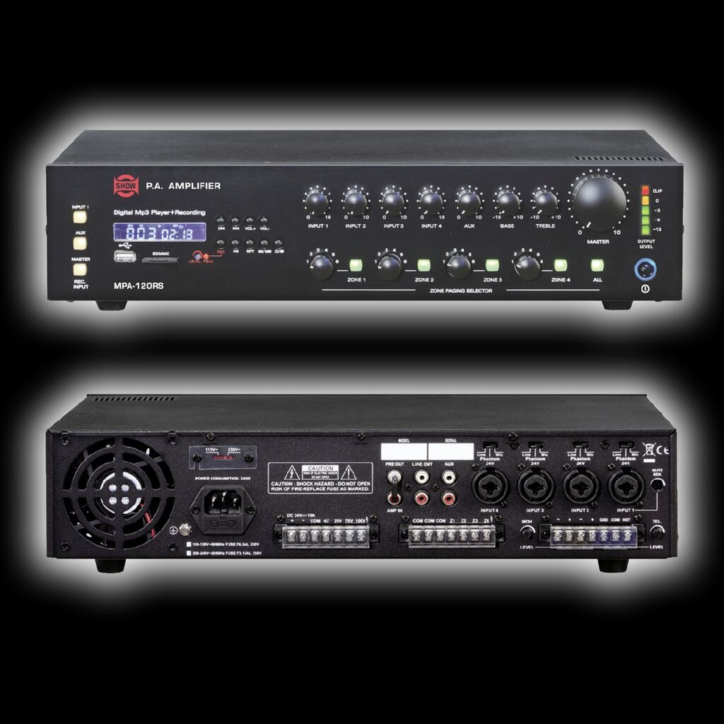 Show MPA-120RS Echo – Professional P.A. gücləndirici Xüsusiyyətlər — Gücləndiricilər, qəbuledicilər və DAC, Lənkəran