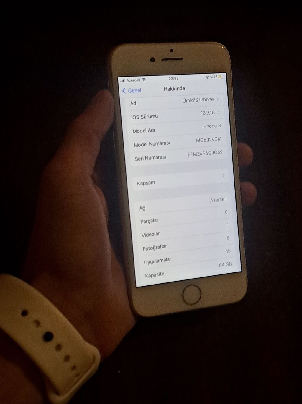 IPhone 8, 64 GB, Matte Gold, Barmaq izi — Apple iPhone, Bakı (7)
