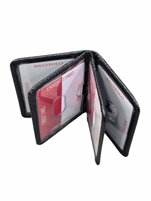Kredit kartları qabı təbii dəri, uniseks, 8 kart bölməsi, Türkiyə istehsalı, qara - Westpolo_1026-Cardholder_Black — Bakı