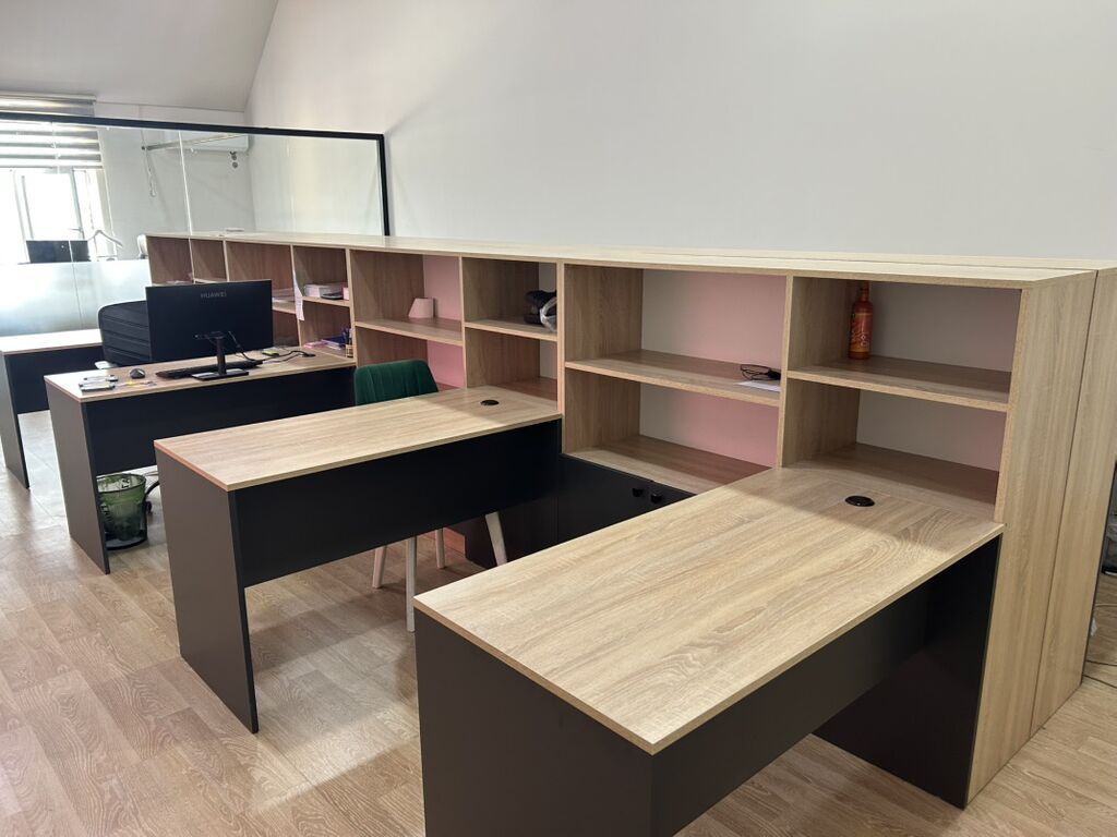Ofis üçün modul işçi masaları və rəf sistemi - Komplekt: Uzun modul — Ofis mebeli, Bakı (2)