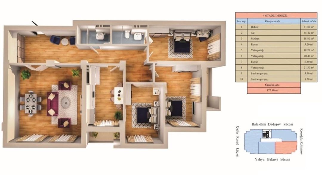 Satılır 4 otaqlı yeni tikili 179 m² — Mənzil, Bakı (3)