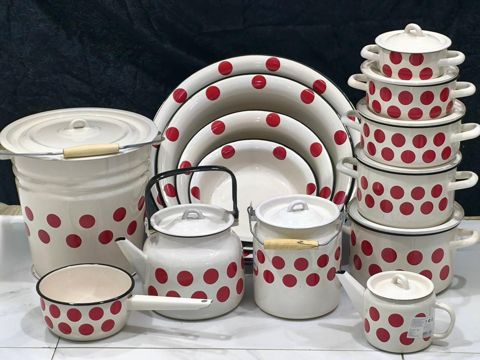 Qab-qacaq dəsti Qorox, mina, ağ/qırmızı, 14 parça — Bakı