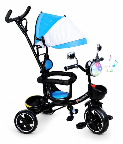Uşaqlar üçün üçtəkərli velosiped ABC_KM009, musiqili/işıqlı, göy, 1-5 yaş — Bakı