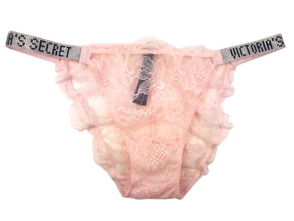 Tikişsiz tuman Victorias Secret Pink Floral Lace Logo Bling Straps Bikini Panties, ölçü M — Mallar, Bakı (3)