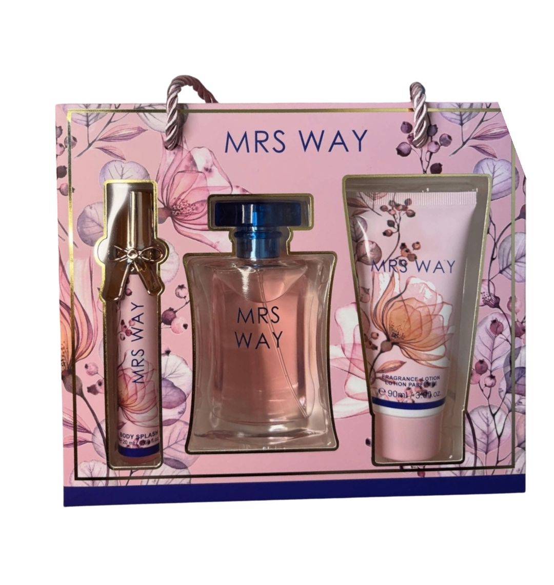 Hədiyyə dəst Mrs Way qadınlar üçün (ətir suyu 100 ml + bədən losyonu 90 ml + ətir miniatürü 20 ml) — Mallar, Bakı