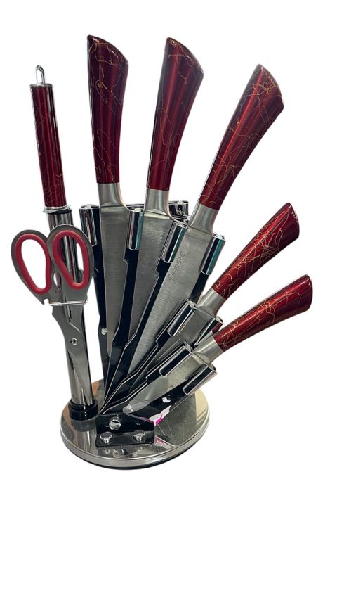 Mətbəx bıçaqları dəsti, metal, qırmızı, 8 parça — Bakı