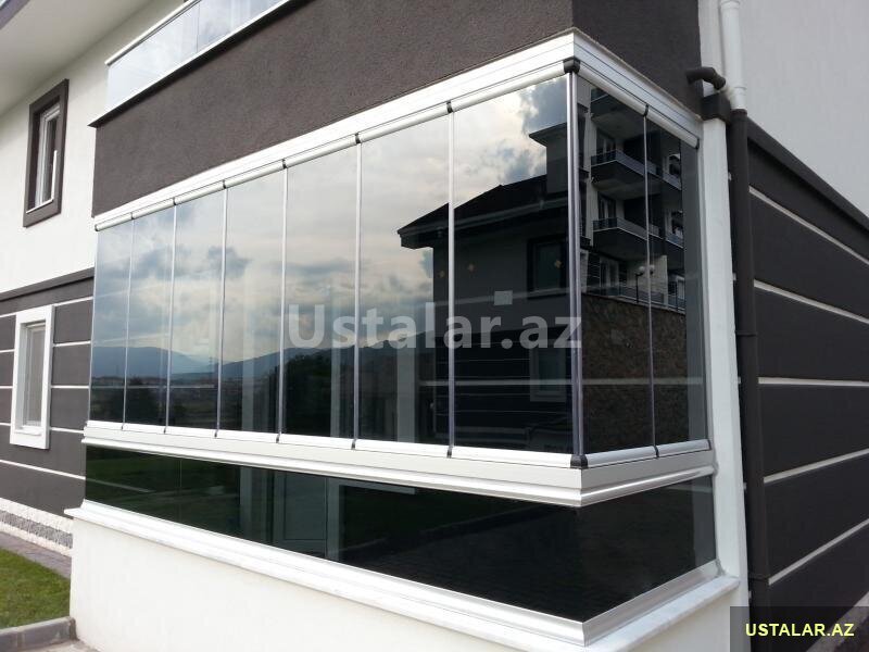 Cam balkon — Pəncərələr, qapılar, balkonlar, Bakı (9)