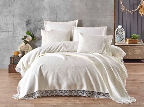 Örtük və yastıq üzü dəsti Gardine‘s Home GDH_0001_RB, pambıq, krem, örtük 240x260 sm, yastıq üzü 2 əd 50x70 sm — Bakı