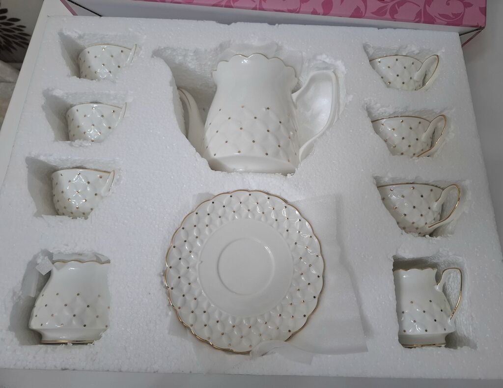 Çay dəsti, rəng - Ağ, Farfor — Süfrə qabı, Bakı (2)