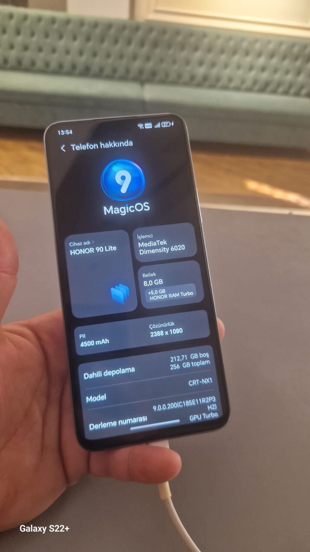 Honor 90 Lite, 256 GB, rəng - Boz, Sensor, Barmaq izi, İki sim kartlı — Honor, Bakı