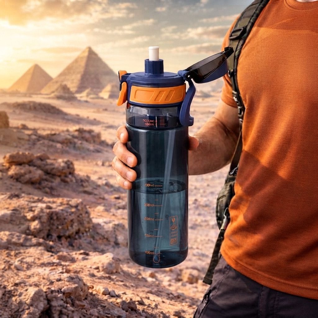 İdman su qabı Eyun Sport, qida plastiki, 1000 ml, göy — Mallar, Bakı (3)