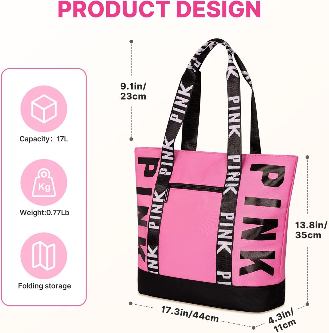 Qadınlar üçün çanta-tout Victoria's Secret, neylon/sintetik, tekstil, çəhrayı/qara — Mallar, Bakı (2)