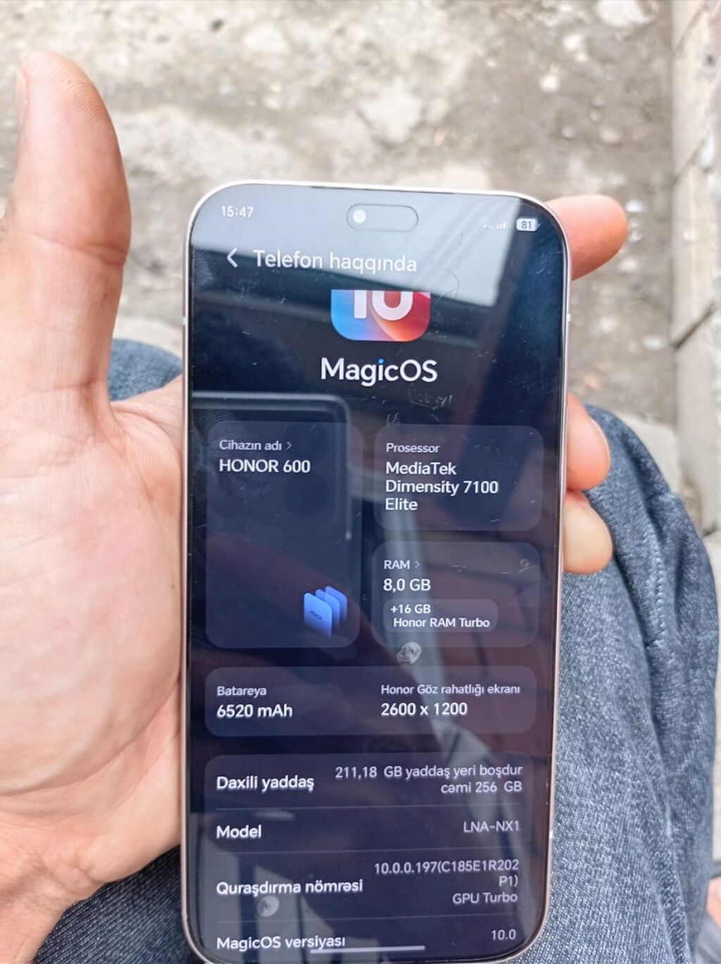 Honor 256 GB, rəng - Qızılı, Barmaq izi — Honor, Mingəçevir (4)