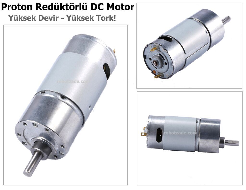 Proton 12V 1000 RPM Reduktorlu DC Motor Metal dişlili, yüksək torklu — Transmissiya, Bakı (3)