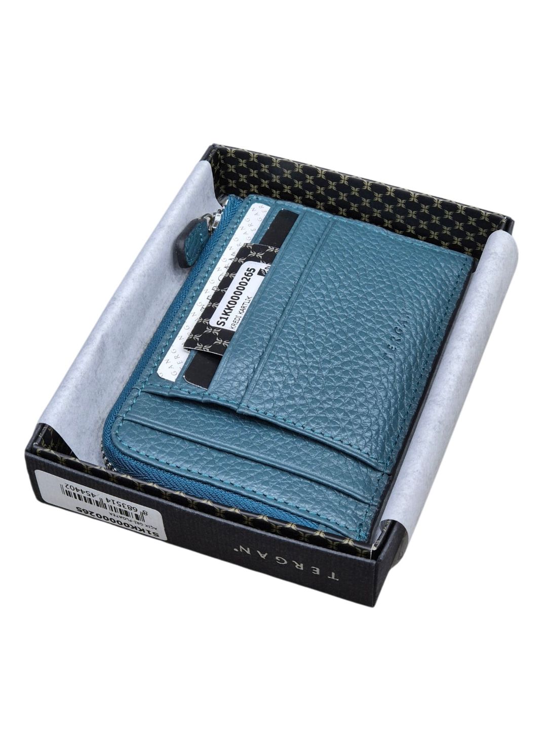 Kredit kartları qabı təbii dəri, unisex, 9 bölməli, zümrüt rəng, 12x8 sm, Türkiyə istehsalı - Tergan_0265_Zumrut — Mallar, Bakı (3)