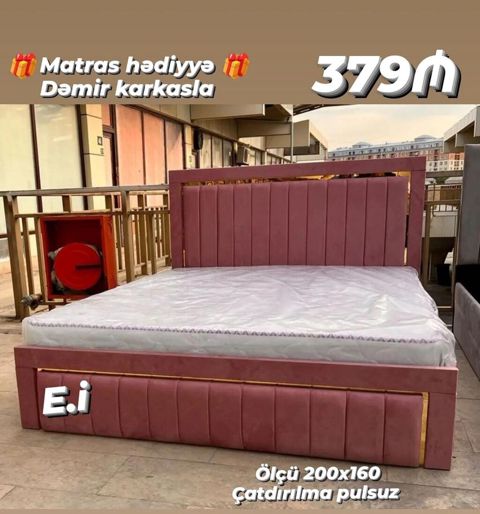 Mebel dəsti – yumşaq başlıqlı çarpayı - Ölçü: 200x160 sm - Dəmir — Digah