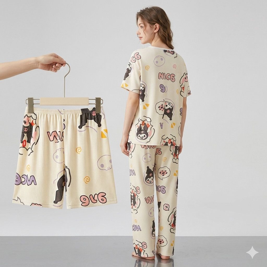 Qadınlar üçün şalvarlı pijama dəsti 2434708, bej, poliester, ölçü One size — Mallar, Bakı (2)