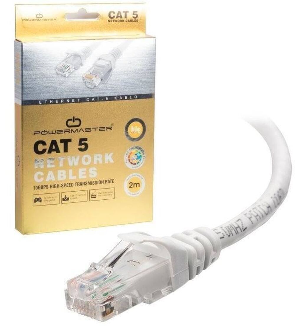 CAT5 Ethernet Kabeli – 2 metr, boz Kompüter, router, modem, TV-box — Şəbəkə və server avadanlığı, Bakı (2)