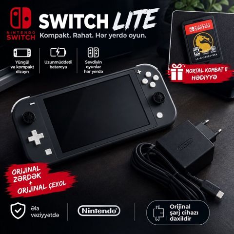 Nintendo Switch Lite – kompakt və yüngül əl konsolu. Uzunmüddətli — Bakı
