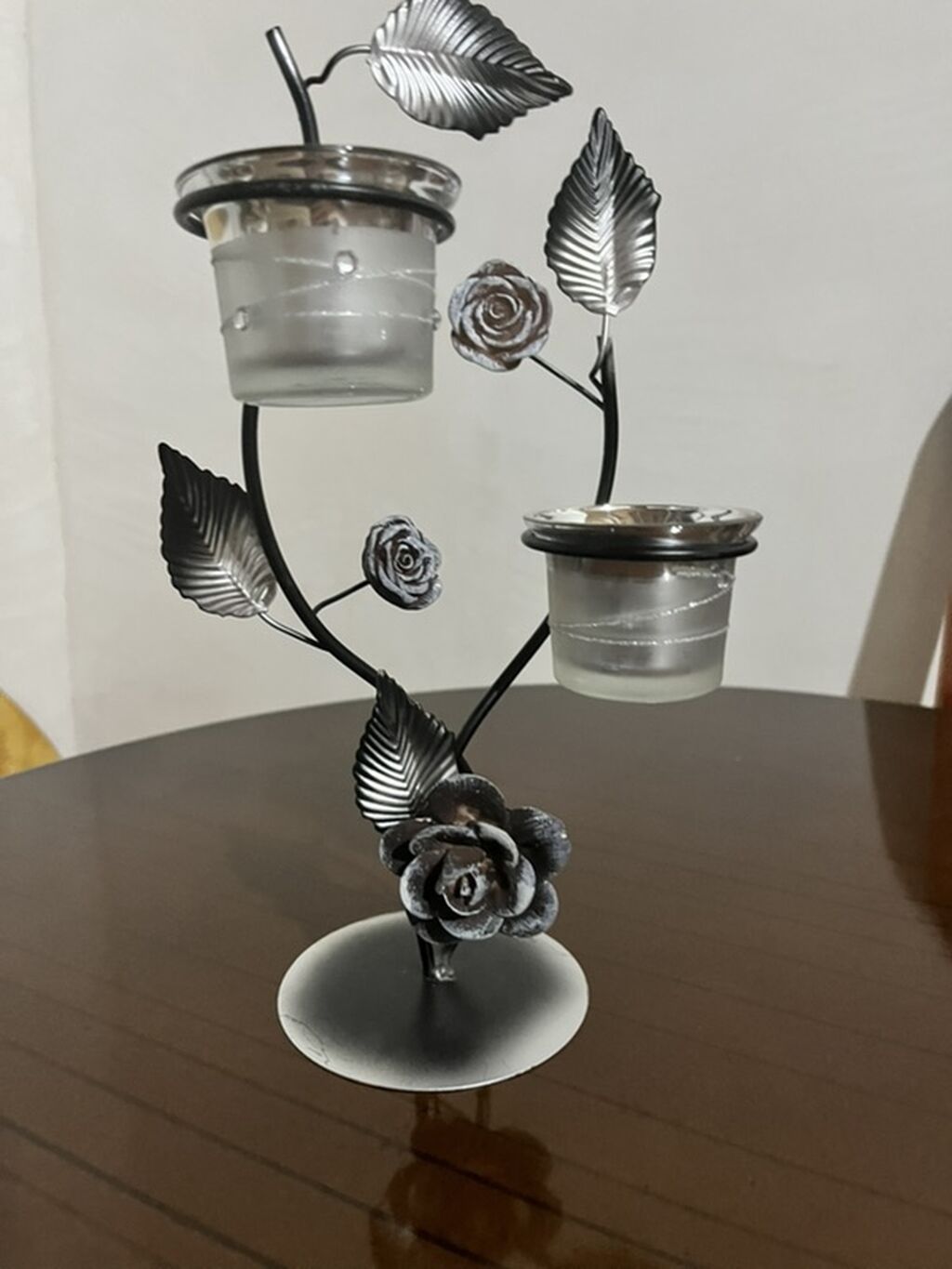 İki şam qablı dekorativ şamdan - Material: metal konstruksiya, şüşə — Eviniz üçün ətirləri, şamlar və şam tutacaqları, Bakı