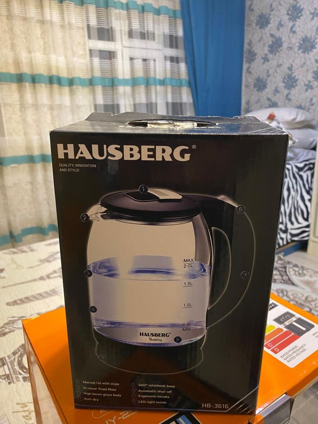 Hausberg HB-3616 elektrik çaydan - Güc: 1800W MAX - Tutum: 2.0 litr — Elektrik çaydanları və termoslar, Bakı (2)