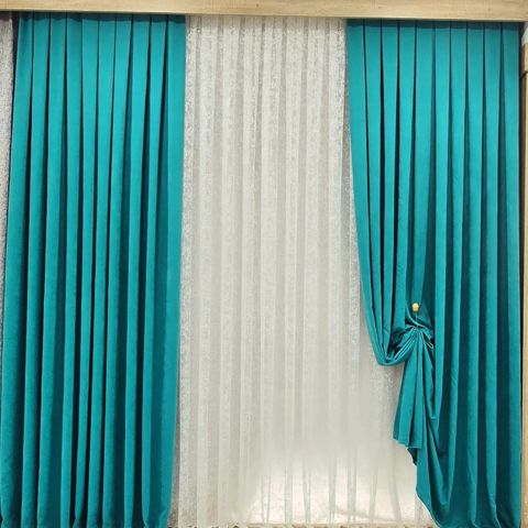 Pərdə pure_0, neylon/velür/poliester, göy, 300x300 sm — Bakı
