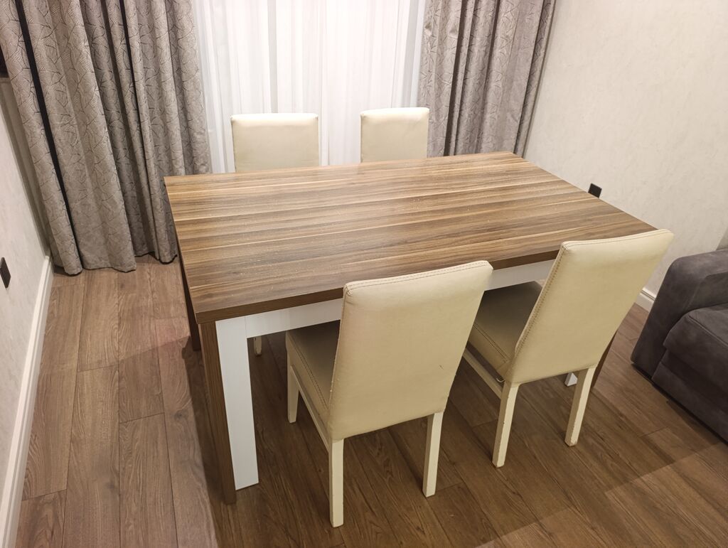 Yemək masası və 4 ədəd stul dəsti - Masanın ölçüsü təxmini: 160 x 90 — Masalar və stullar, Xırdalan (3)