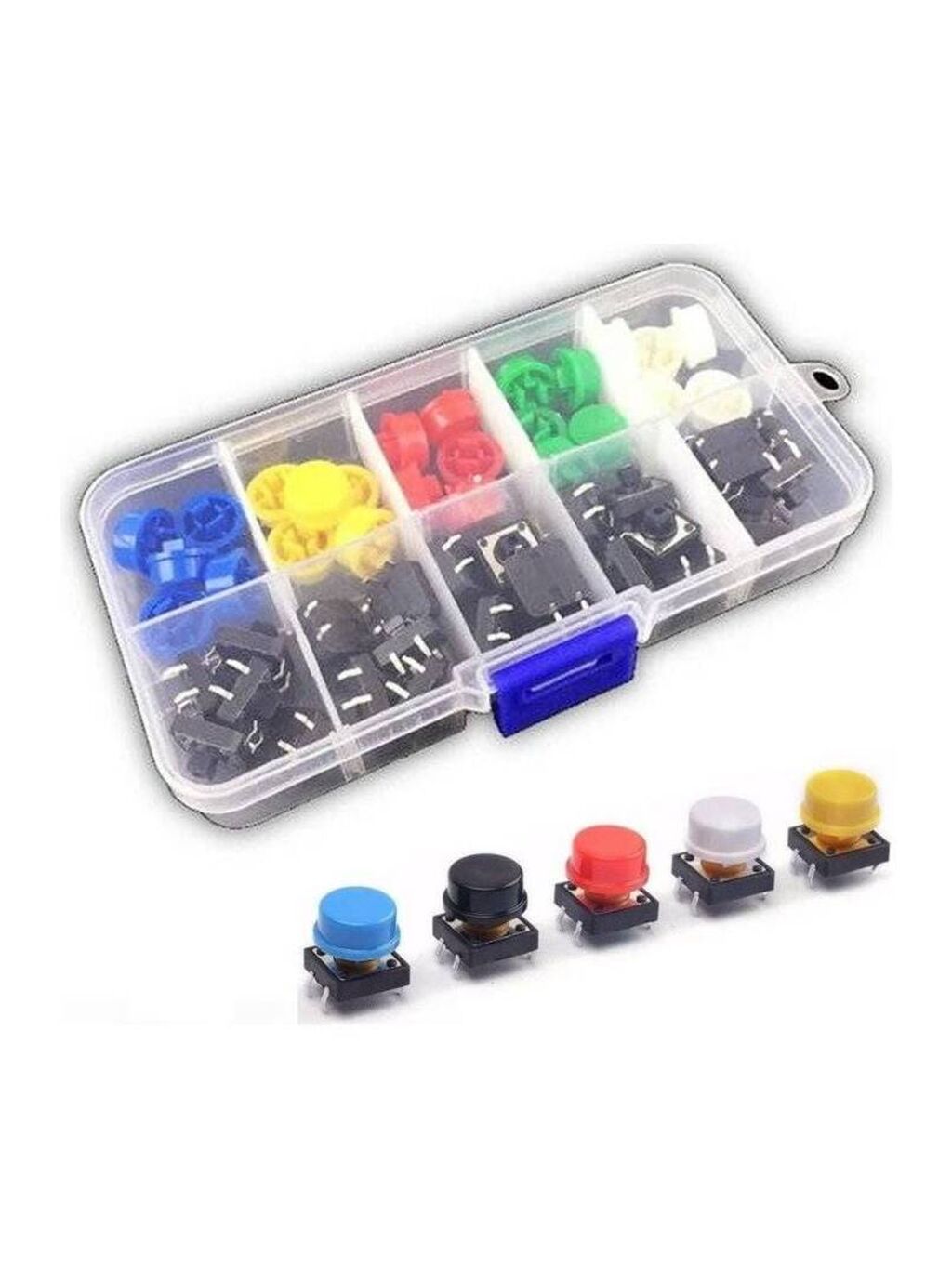 12x12mm Qapaqlı Push Button Dəsti – 25 ədəd, 5 rəng Elektron — Salon detalları, Bakı (2)