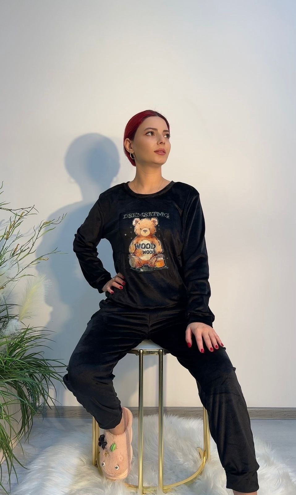 Şalvarlı pijama dəsti qadınlar üçün 8545, qara, pambıq, ölçü XL — Mallar, Bakı