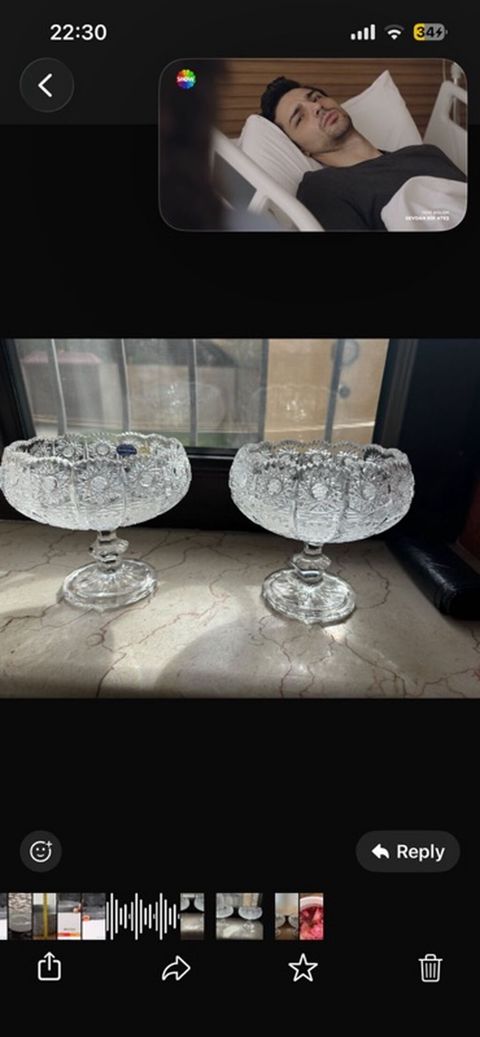 Klassik üslubda 2 ədəd şamdanlı kristal konfet qabı dəsti - Material — Bakı