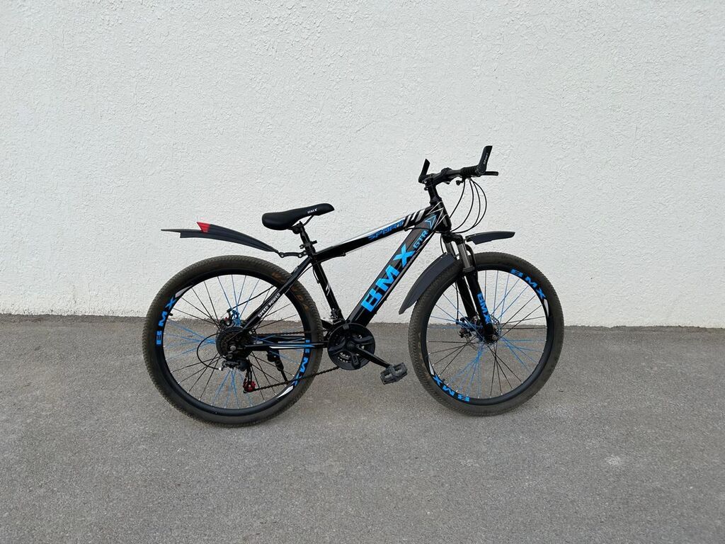 BMX marka dağ/şose tipli velosiped - Rəng: qara-göy qrafika ilə — BMX, Masazır
