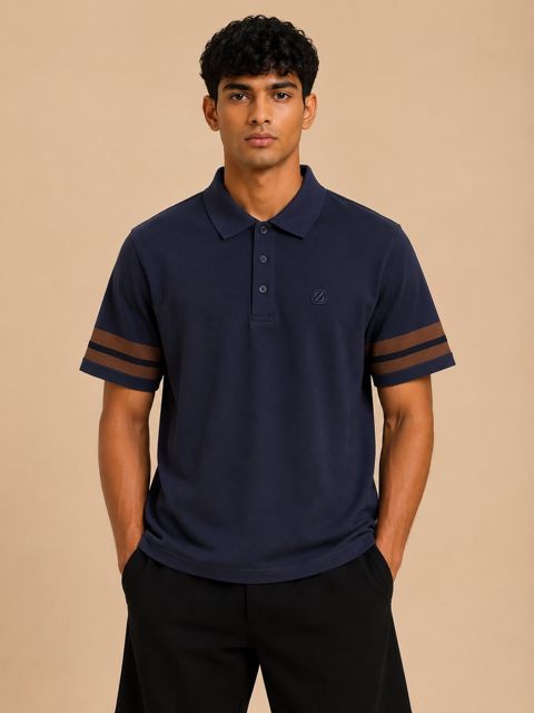 Qısaqollu polo kişilər üçün VC_2589134, pambıq, tünd göy, ölçü 3XL — Bakı