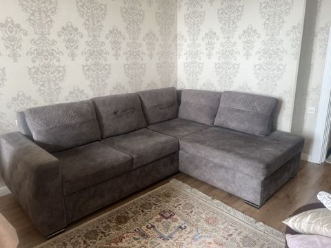 Məhsul: L‑şəkilli künc divan - Rəng: tünd boz (antrasit çalara — Bakı