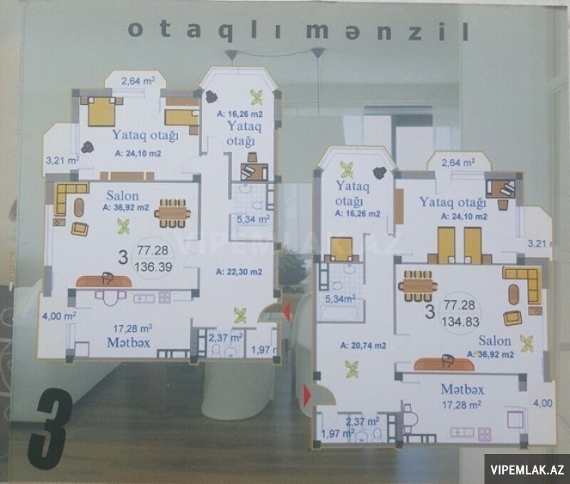 Yasamal rayonunda 3 otaqlı Yeni tikili Satılır, 156 m² — Mənzil, Bakı (2)