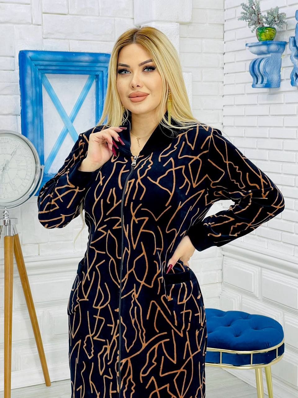 Ev xələti, tünd göy, velür, ölçü 5XL — Mallar, Bakı (2)