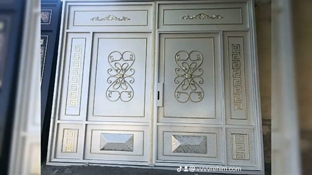 Yeni Dəmir Həyət darvazası, Yana açılan, Mexaniki, Qapı ilə, rəng - Qara, Kredit var, Pulsuz quraşdırma, Pulsuz çatdırılma — Pəncərələr, qapılar, balkonlar, Quba (10)