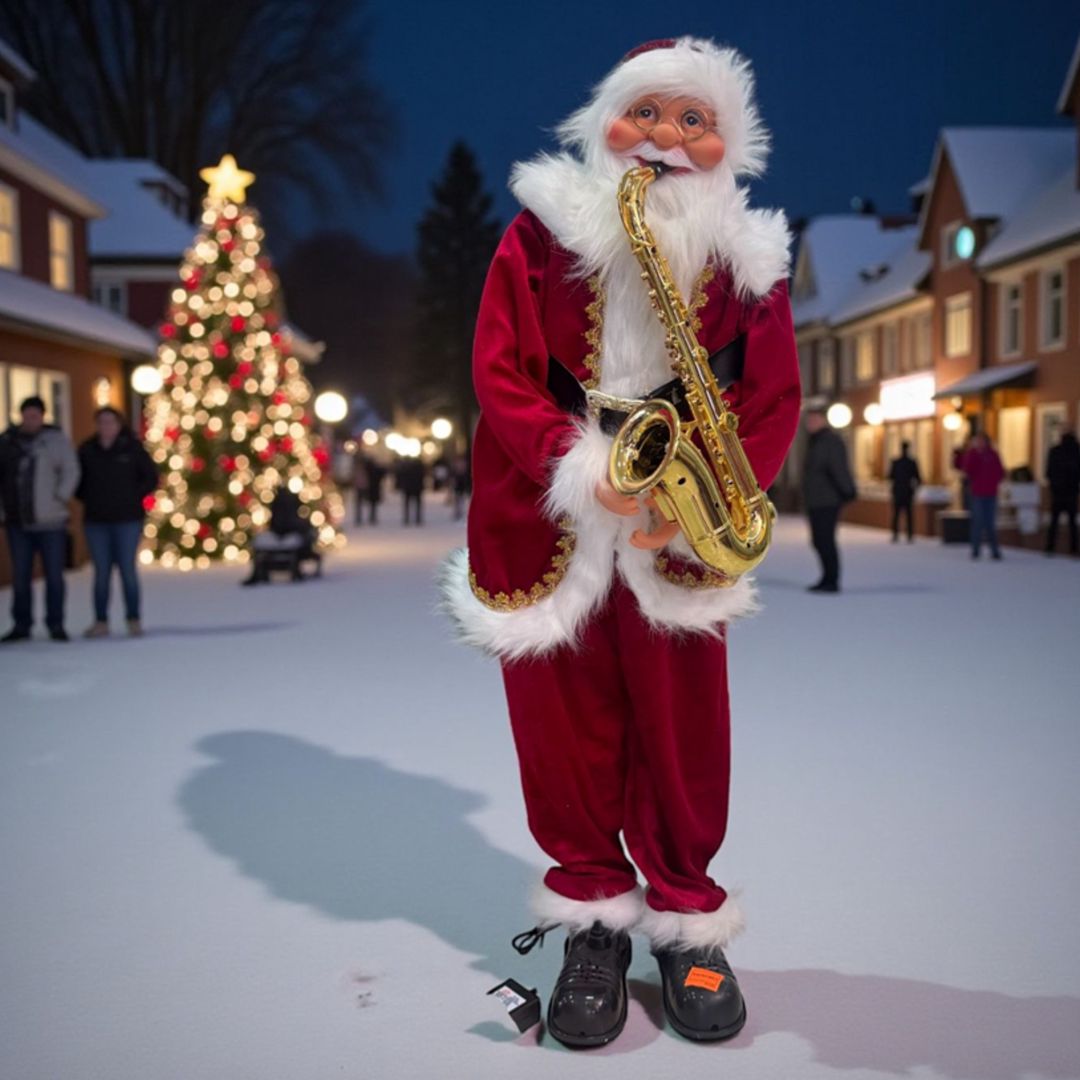 Dekorativ Şaxta baba fiquru Santa Claus FDB209002-90_RB, musiqili və rəqs edən, 90 sm - FDB209002-90_RB — Mallar, Bakı (2)