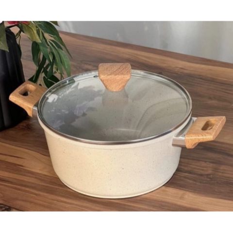 Qazan HotChef BG-772906, qranit, ağ, 28 sm — Bakı